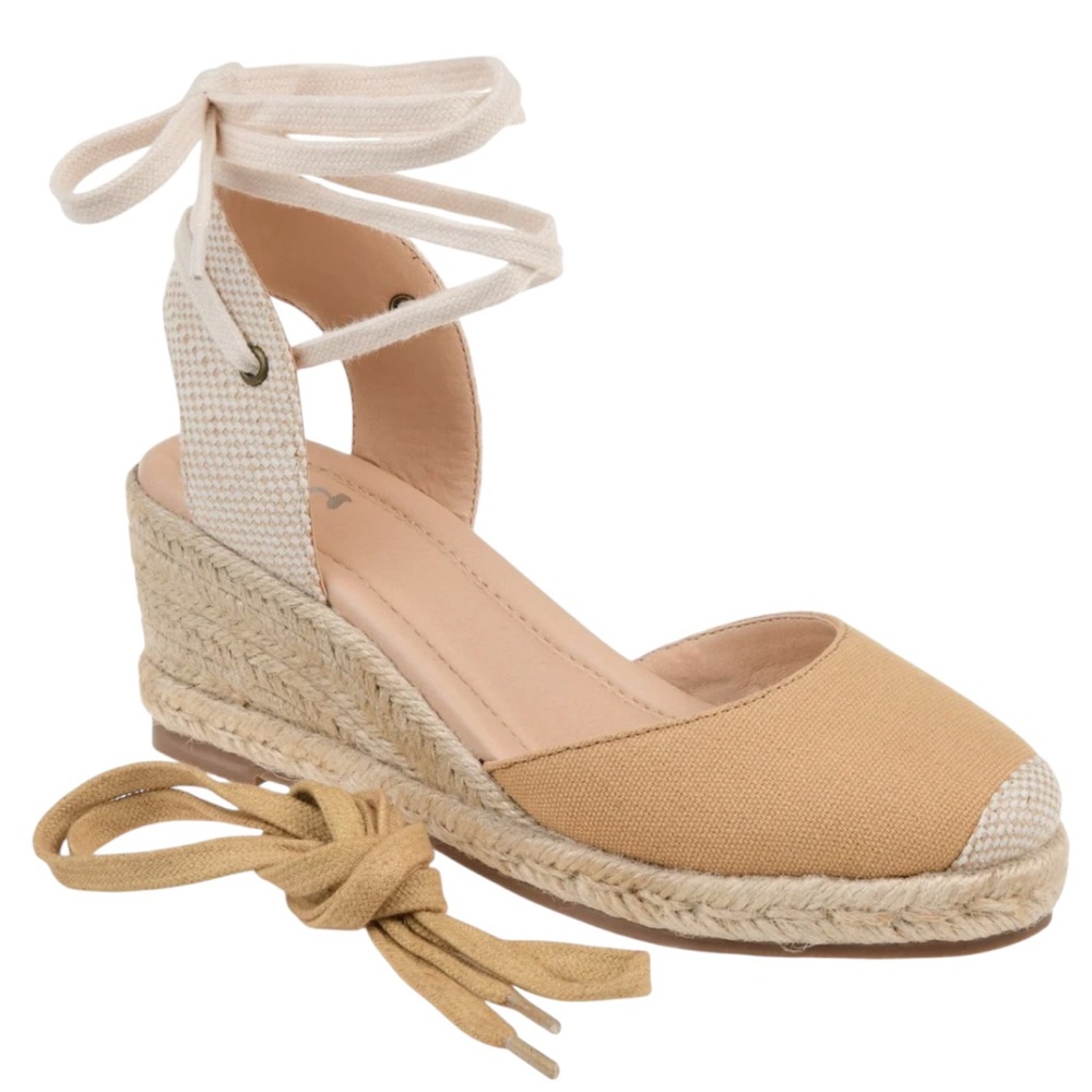 Journee Collection Tan Espadrille Wedge Shoes